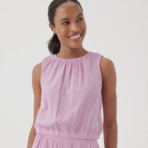 Pact Women's Coastal Double Gauze Bubble Hem Top Sz L 100% Organic Cotton